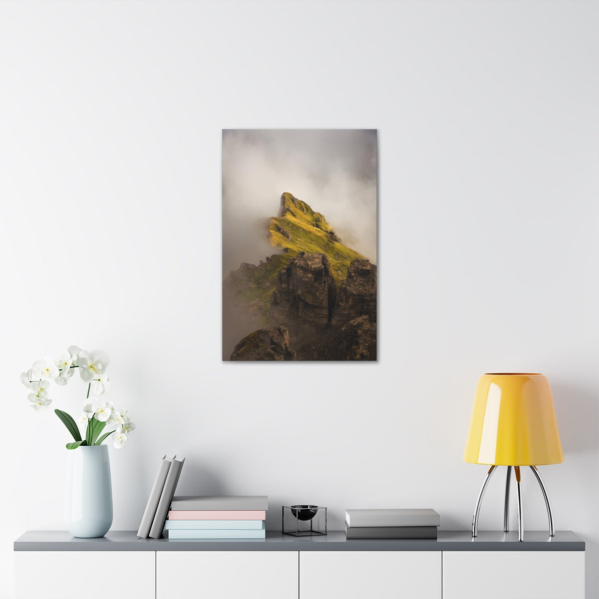 Swiss Peak Shrouded In Clouds Canvas Gallery Wraps