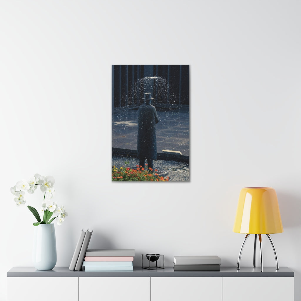 Man In The Rain Canvas Gallery Wrap