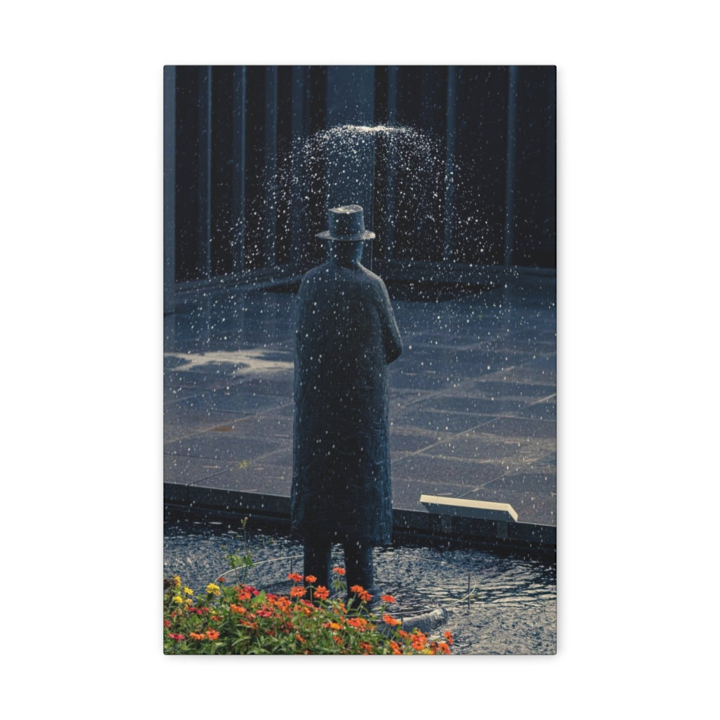 Man In The Rain Canvas Gallery Wrap