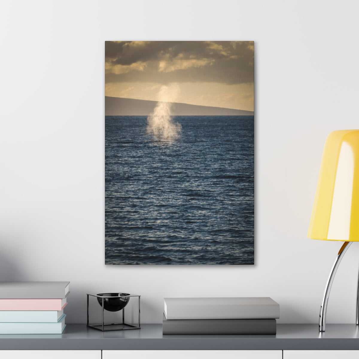 Whale Spray At Sunset Canvas Gallery Wraps