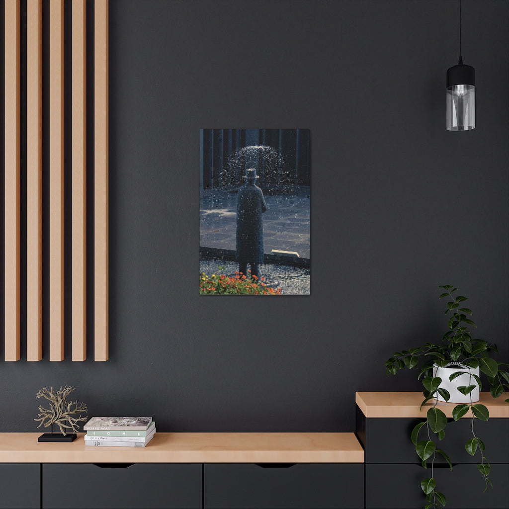 Man In The Rain Canvas Gallery Wrap