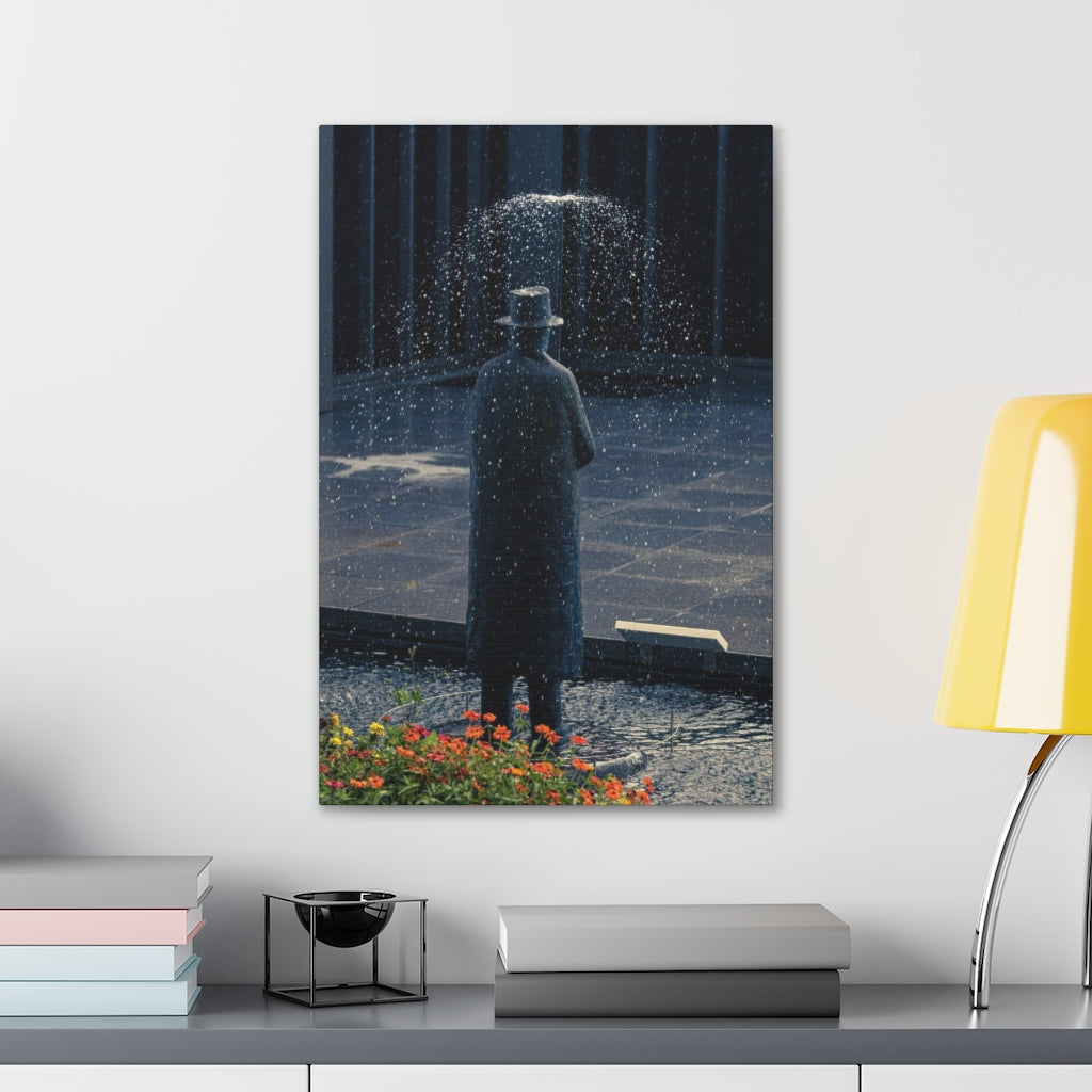 Man In The Rain Canvas Gallery Wrap