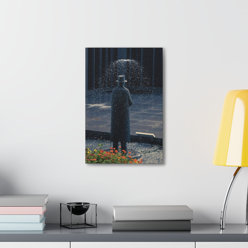 Man In The Rain Canvas Gallery Wrap