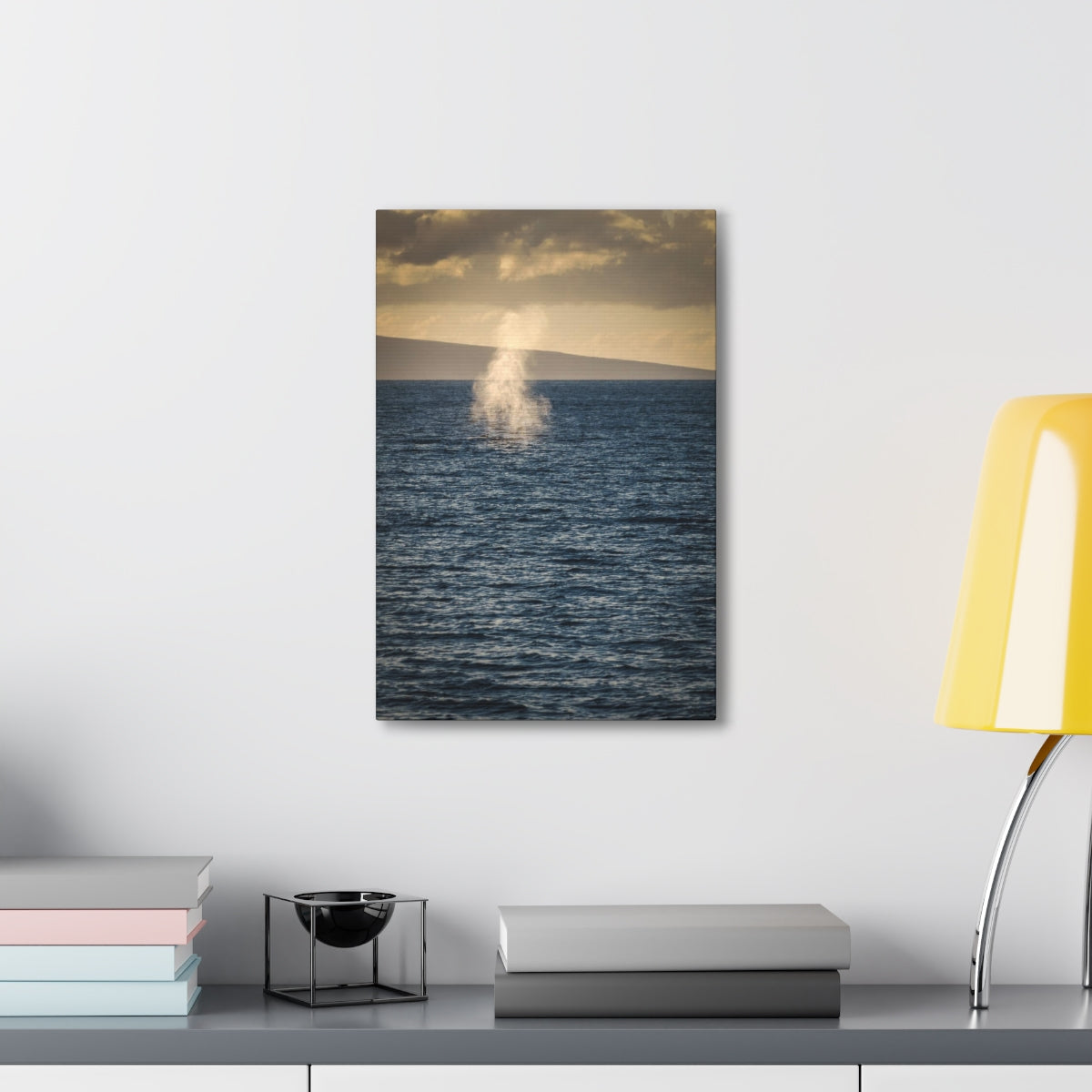 Whale Spray At Sunset Canvas Gallery Wraps