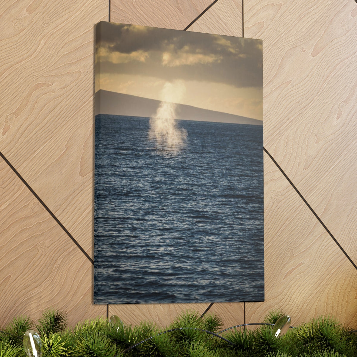 Whale Spray At Sunset Canvas Gallery Wraps