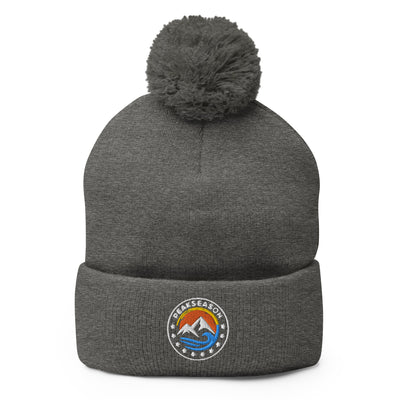 Gray/Navy Pom-Pom Beanie With PeakSeason Logo