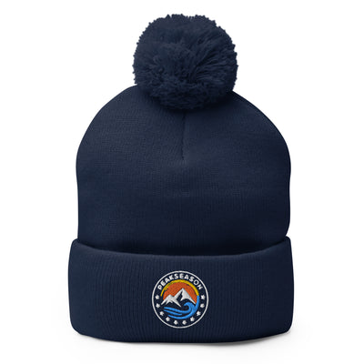 Gray/Navy Pom-Pom Beanie With PeakSeason Logo