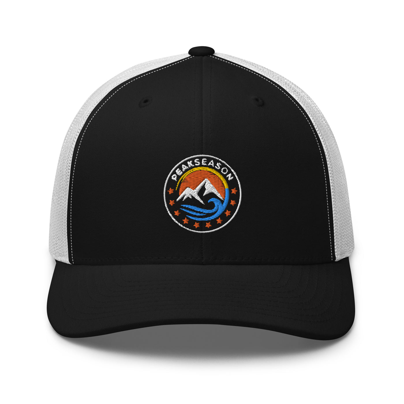 Navy Trucker Cap (PeakSeason Circle Logo With Orange Stars)