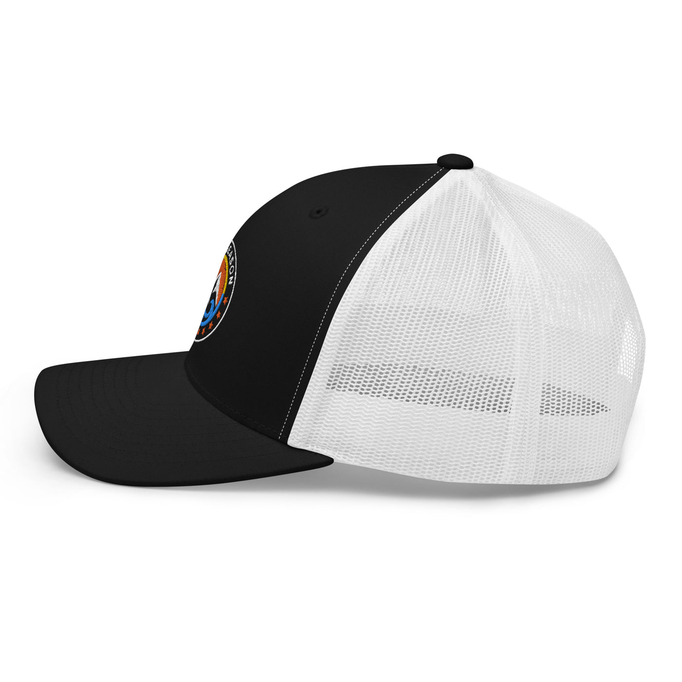 Navy Trucker Cap (PeakSeason Circle Logo With Orange Stars)