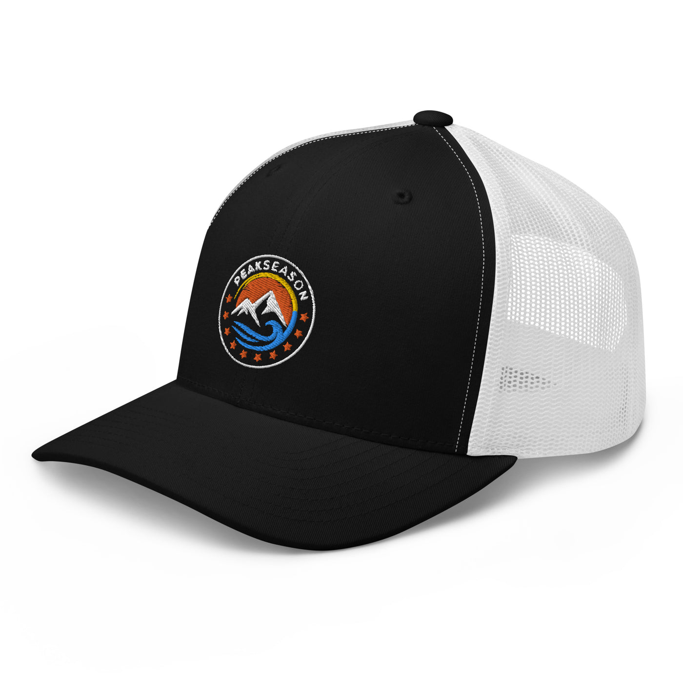 Navy Trucker Cap (PeakSeason Circle Logo With Orange Stars)