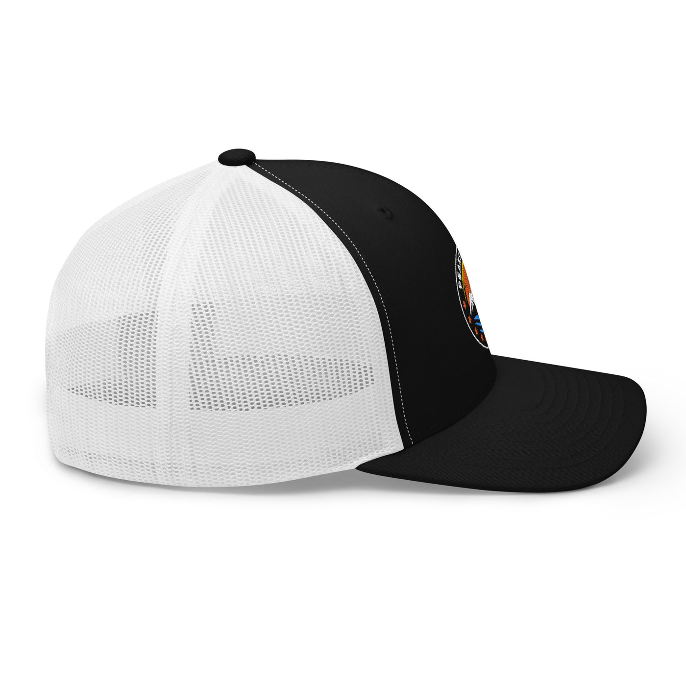 Navy Trucker Cap (PeakSeason Circle Logo With Orange Stars)